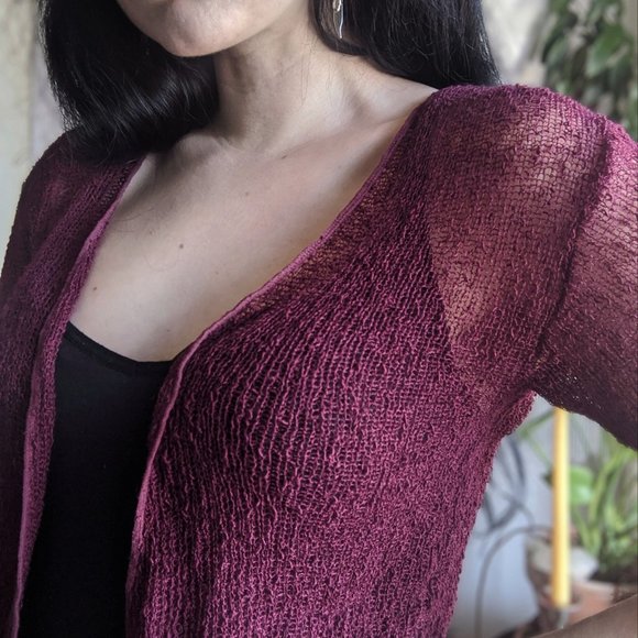 Stretchy Burgundy Cardigan - Picture 2 of 3